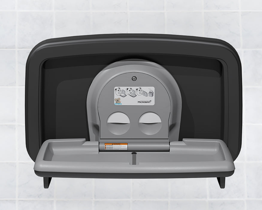Koala Kare KB310-SSWM-MBLK Matte Black Horizontal Baby Changing Station - Surface Mounted - Open | Prestige Distribution