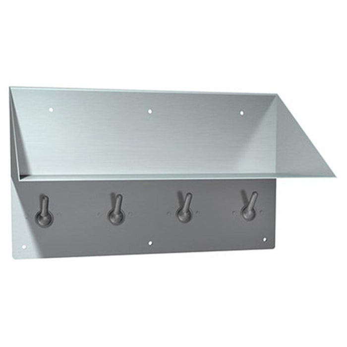 ASI 128-1 Bookshelf w/ 4 Security Clothes Hooks Surface Mounted - Satin - Prestige Distribution