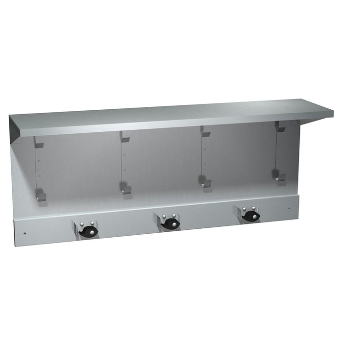ASI 1308-3 Utility Shelf w/ 4 Hooks & 3 Mop Holders Surface Mounted - Satin - Prestige Distribution