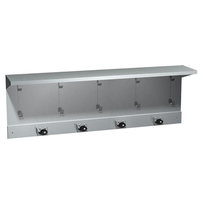 ASI 1308-4 Utility Shelf w/ 5 Hooks & 4 Mop Holders Surface Mounted - Satin - Prestige Distribution