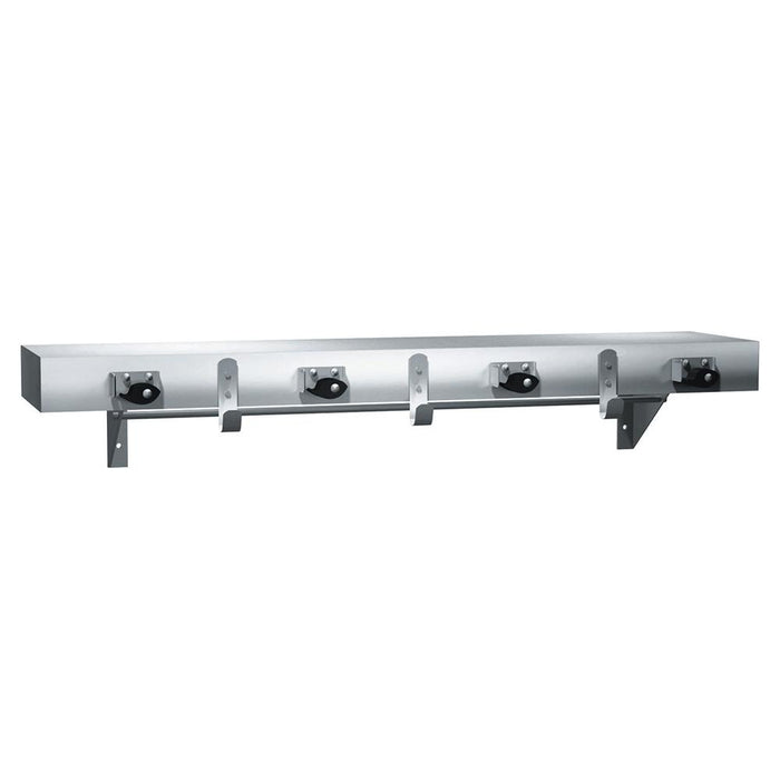 ASI 1315-4 Utility Shelf w/ 4 Mop Holders & 3 Hooks Drying Rod Surface Mounted - Satin - Prestige Distribution