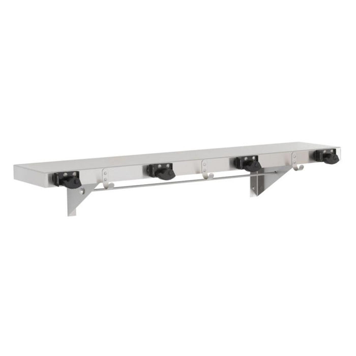 Bobrick B224x36 Utility Shelf w/ 4 Mop/Broom Holders & 3 Rag Hooks - Satin - Prestige Distribution