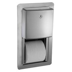 ASI 0031 Toilet Paper Dispenser Twin Hide-A-Roll Semi-Recessed - Satin
