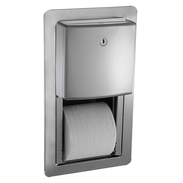 ASI 0031 Toilet Paper Dispenser Twin Hide-A-Roll Semi-Recessed - Satin - Prestige Distribution