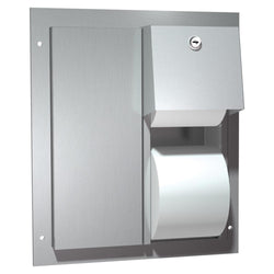 ASI 0032 Toilet Paper Dispenser Dual Twin Hide-A-Roll Partition Mounted - Satin