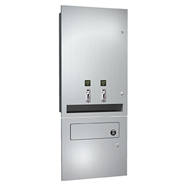 ASI 04684-TM Sanitary Napkin & Tampon Dispenser w/ Disposal Recessed - Satin - Prestige Distribution