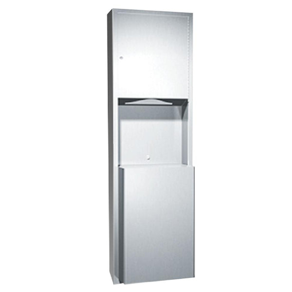 ASI 0469-2 Traditional Paper Towel Dispenser & Waste Receptacle Semi-Recessed - Satin - Prestige Distribution