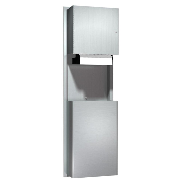ASI 046924AC Traditional Automatic Roll Paper Towel Dispenser & Waste Receptacle Recessed - Satin - Prestige Distribution
