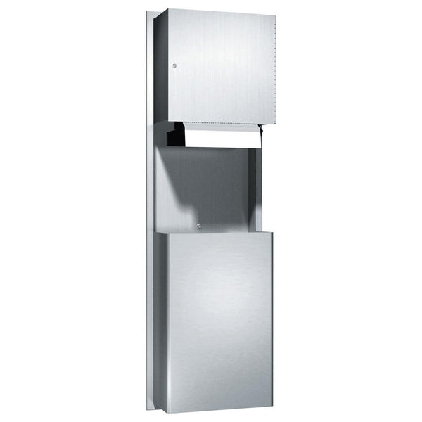 ASI 046924A Traditional Automatic Roll Paper Towel Dispenser & Waste Receptacle Recessed - Satin - Prestige Distribution