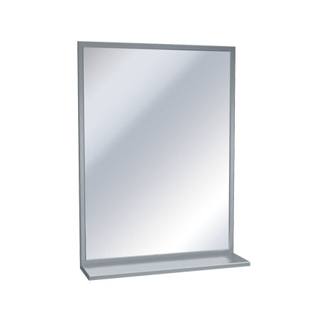 ASI 10-0605 Plate Glass Stainless Steel Inter-Lok Angle with Shelf Frame Mirror - Prestige Distribution