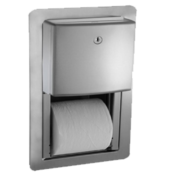 ASI 20031 Roval Toilet Paper Dispenser Twin Hide-A-Roll Semi-Recessed - Satin - Prestige Distribution