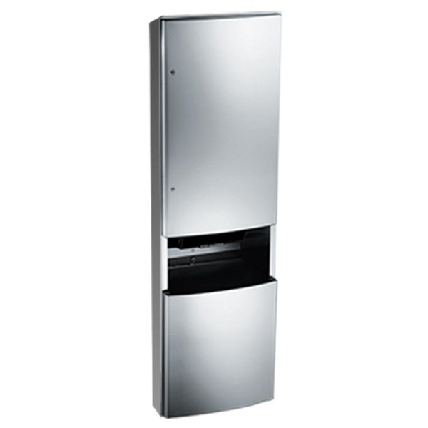 ASI 2046921A-6 Roval Automatic Roll Paper Towel Dispenser & Waste Receptacle Semi-Recessed - Satin - Prestige Distribution