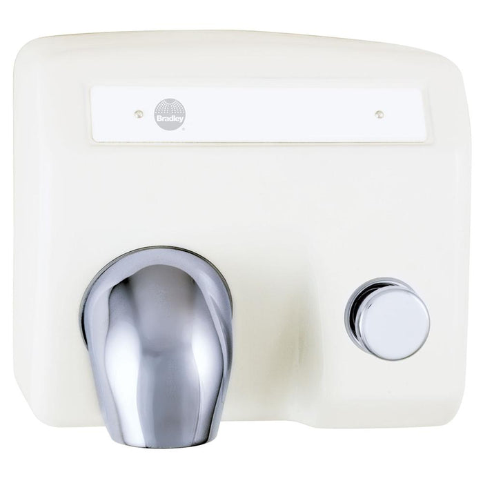 Bradley 2904-2800 Aerix Push Button Hand Dryer Cast Iron Surface Mounted - White - Prestige Distribution