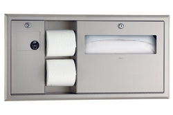 Bobrick B3091 ClassicSeries Recessed-Mounted Toilet Tissue, Seat-Cover Dispenser and Waste Disposal Left - Satin