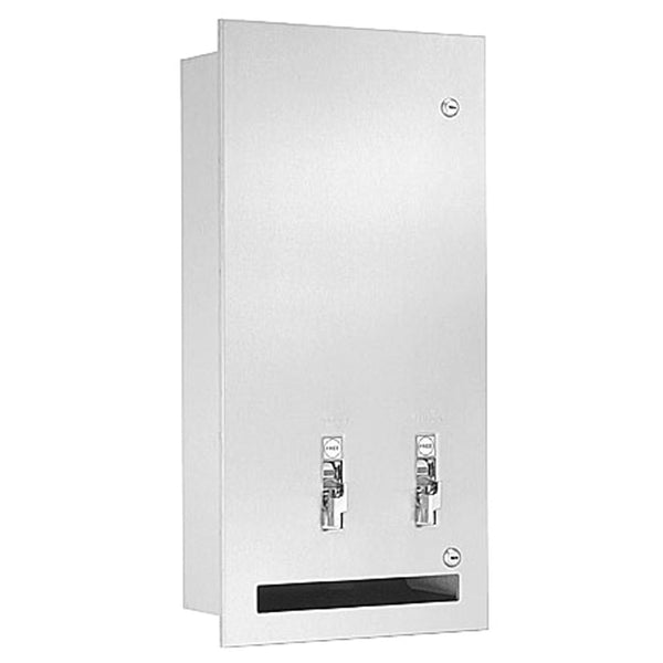 Bradley 4017-11 Contemporary Sanitary Napkin & Tampon Dispenser Surface Mounted - Satin - Prestige Distribution