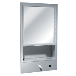 ASI 0430 Traditional All Purpose Cabinet w/ Shelf, Mirror, Towel & Liquid Soap Dispenser Recessed - Satin