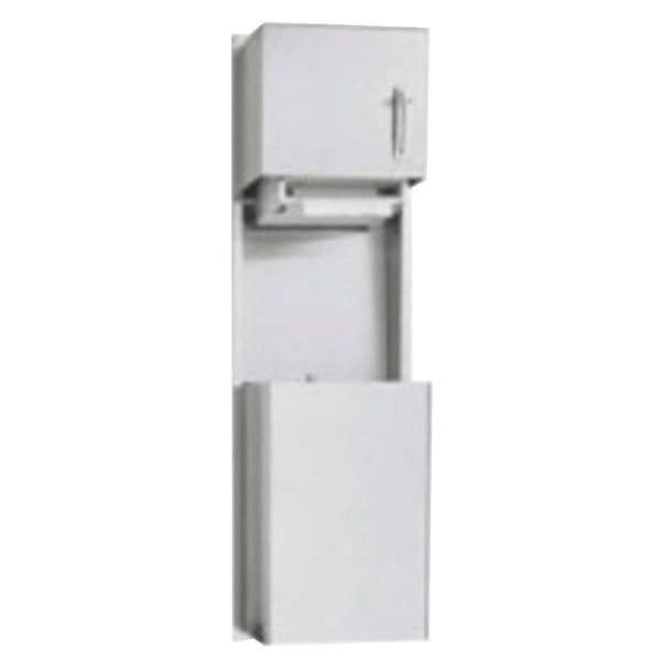 ASI 046924 Traditional Roll Paper Towel Dispenser & Waste Receptacle Recessed - Satin - Prestige Distribution
