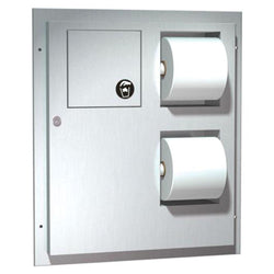ASI 4823 Toilet Paper Dispenser w/ Sanitary Napkin Disposal Recessed - Satin