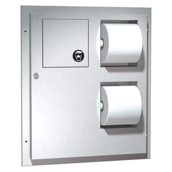 ASI 04833 Toilet Paper Dispenser w/ Sanitary Napkin Disposal Surface Mounted - Satin - Prestige Distribution