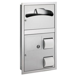 Bradley 592-0000 Toilet Paper & Seat Cover Dispenser Partition Mounted - Satin