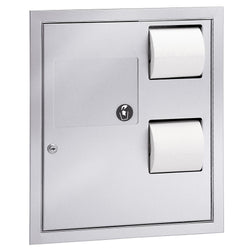 Bradley 5942-1000 Dual Toilet Paper Dispenser & Napkin Disposal Semi-Recessed - Satin