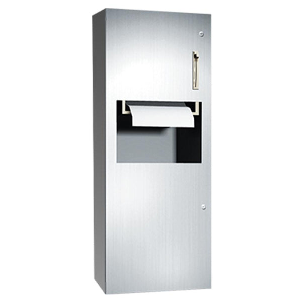 ASI 64696-9 Simplicity Roll Paper Towel Dispenser & Removable Waste Receptacle Surface Mounted - Satin - Prestige Distribution