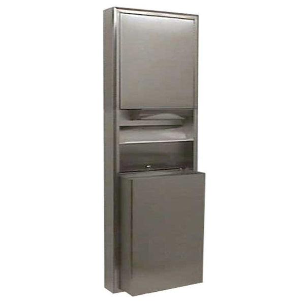 Bobrick B3949 ClassicSeries Convertible Paper Towel Dispenser & Waste Receptacle Surface Mounted - Satin - Prestige Distribution