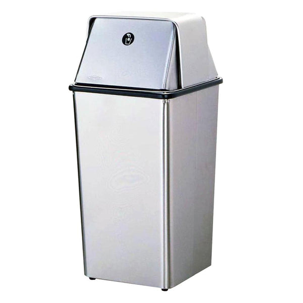 Bobrick B2250 Waste Receptacle w/ Top 13 Gal. Freestanding - Satin - Prestige Distribution