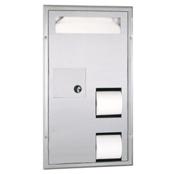 Bobrick B35715 ClassicSeries Seat Cover Dispenser w/ Toilet Paper Dispenser & Sanitary Disposal Partition Mounted - Satin