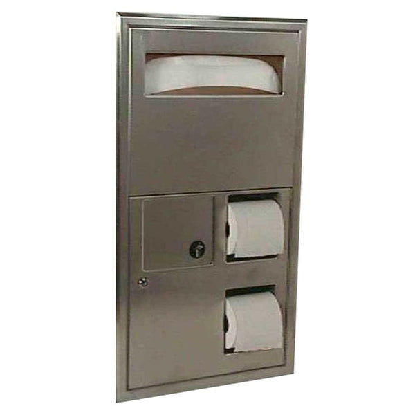 Bobrick B3574 ClassicSeries Seat Cover Dispenser w/ Toilet Paper Dispenser & Sanitary Disposal Recessed - Satin - Prestige Distribution