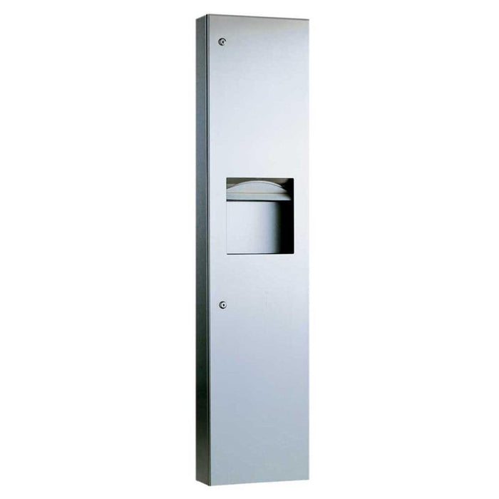 Bobrick B38032 TrimLineSeries Paper Towel Dispenser& Waste Receptacle Semi-Recessed - Satin - Prestige Distribution