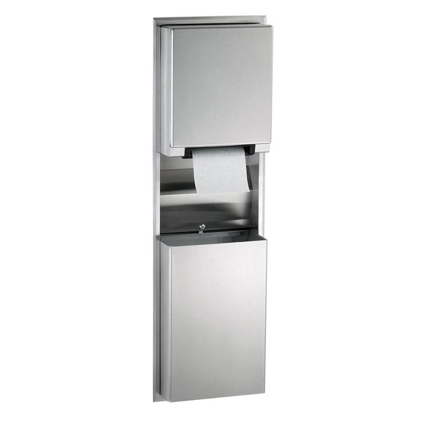 Bobrick B39747 ClassicSeries Convertible Automatic Towel Dispenser & Waste Receptacle Recessed - Satin - Prestige Distribution