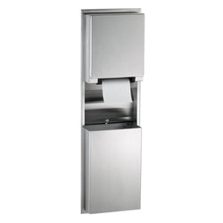 Bobrick B3974 ClassicSeries Convertible Automatic Paper Towel Dispenser with LED Light/Waste Receptacle Recessed