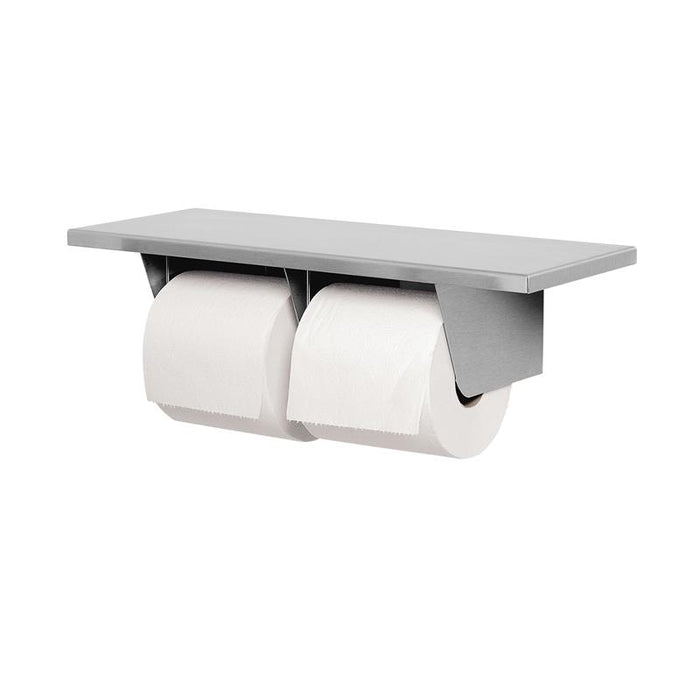 Bradley 5263-0000 Bradex Toilet Paper Dispenser w/ Shelf Dual Roll Surface Mounted - Satin - Prestige Distribution