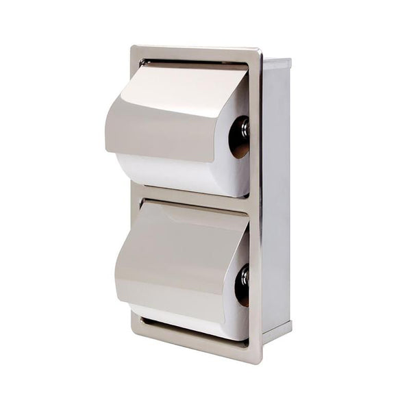 Bradley 5127 Toilet Paper Dispenser With Hood Dual Recessed Mounted Bright Polish - Prestige Distribution
