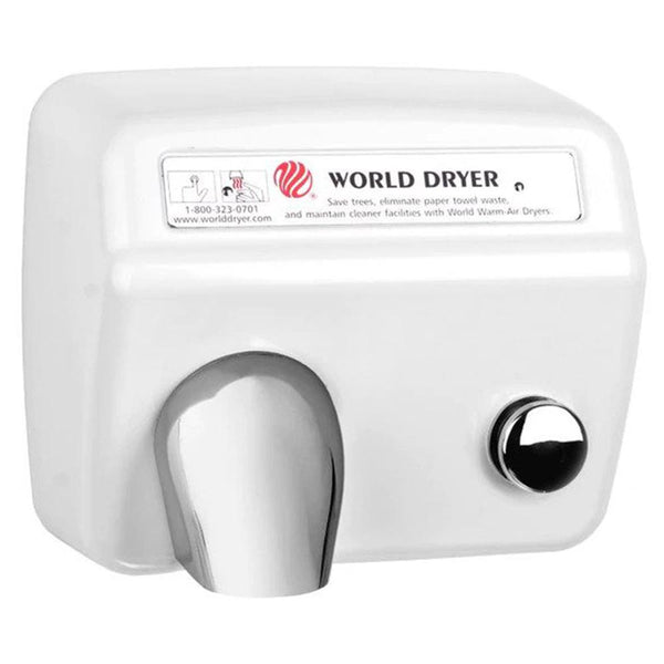 World Dryer DA5-974AU Model A Series Push Button Hand Dryer Steel Surface Mounted - White - Prestige Distribution