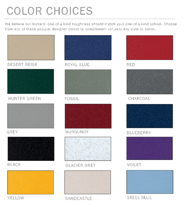 Scranton Color Chart Scranton Products Duralife Lockers — Prestige Distribution